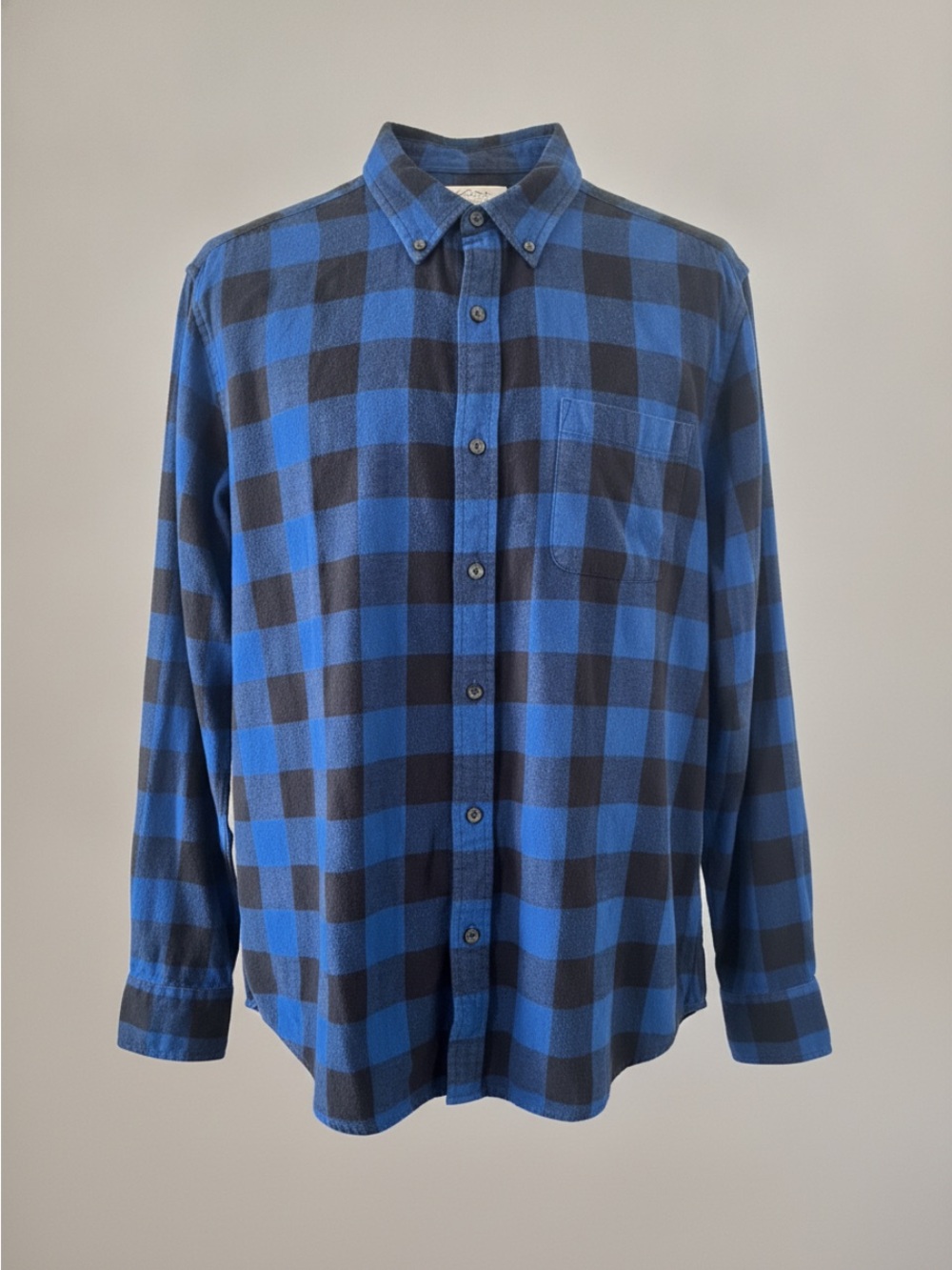 St. John's Bay Blue and Black Plaid Button-Down Shirt